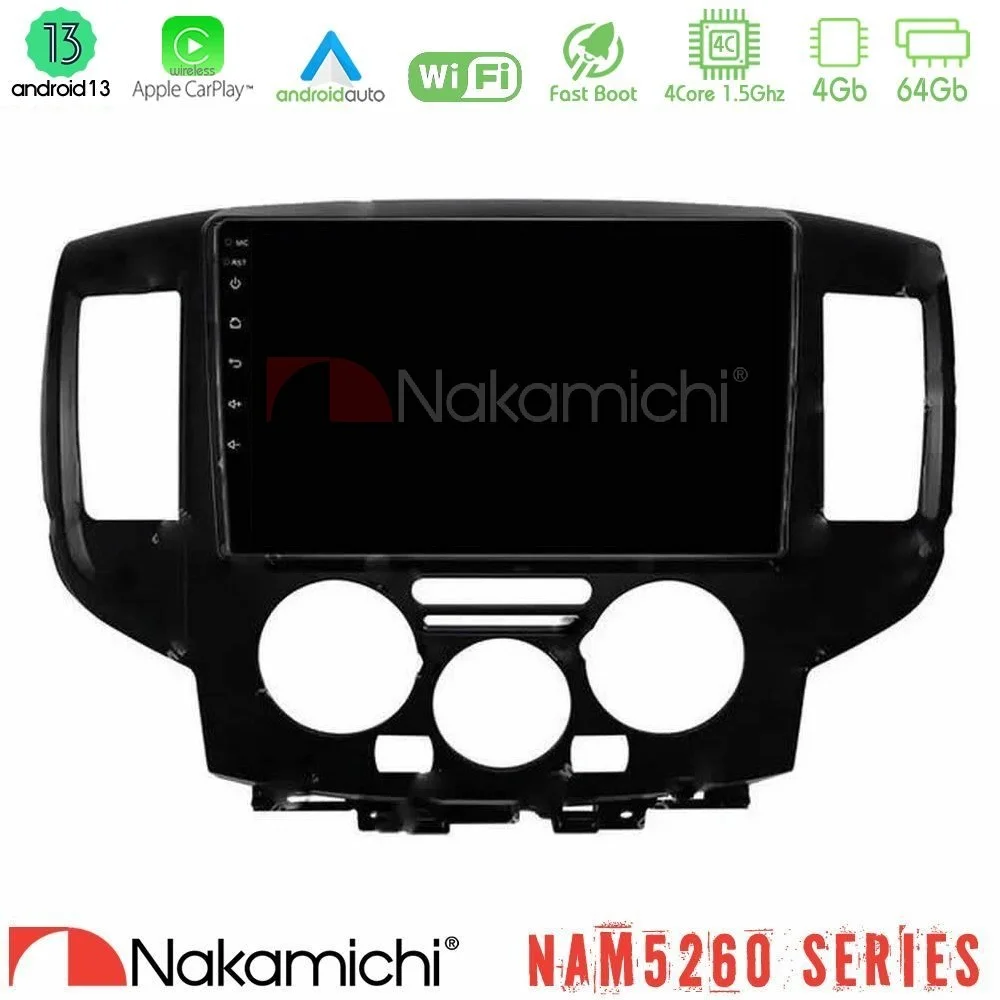 Φωτογραφία προϊόντος: Nakamichi NAM5260 Series 4Core Android13 4+64GB Nissan NV200 2009 – 2019 Navigation Multimedia Tablet 9 Με Carplay & Android Auto (Μαύρο)