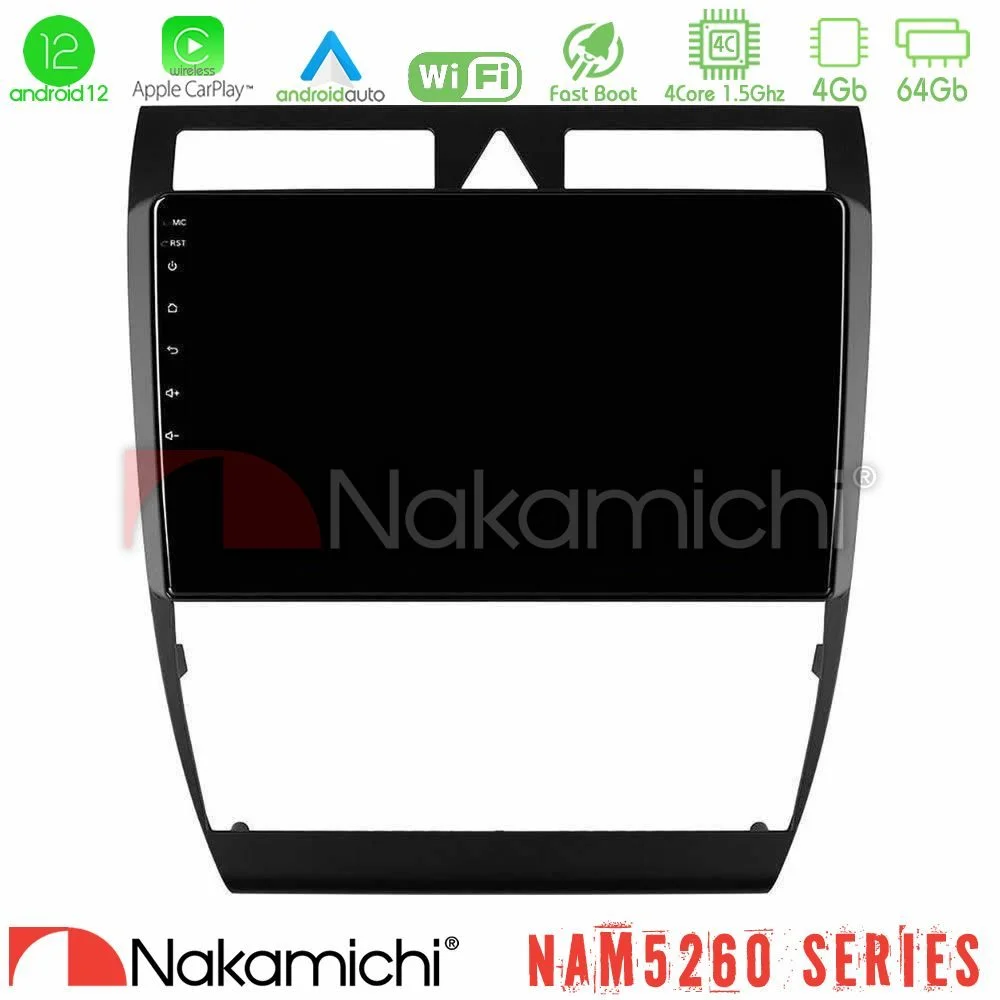 Φωτογραφία προϊόντος: Nakamichi NAM5260 Series 4Core Android12 4+64GB Audi A6 (C5) 1997-2004 Navigation Multimedia Tablet 9 Με Carplay & Android Auto