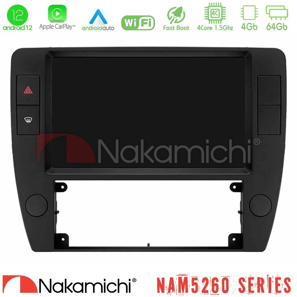 Φωτογραφία προϊόντος: Nakamichi NAM5260 Series 4Core Android12 4+64GB VW Passat B5 2001-2005 Navigation Multimedia Tablet 9 Με Carplay & Android Auto