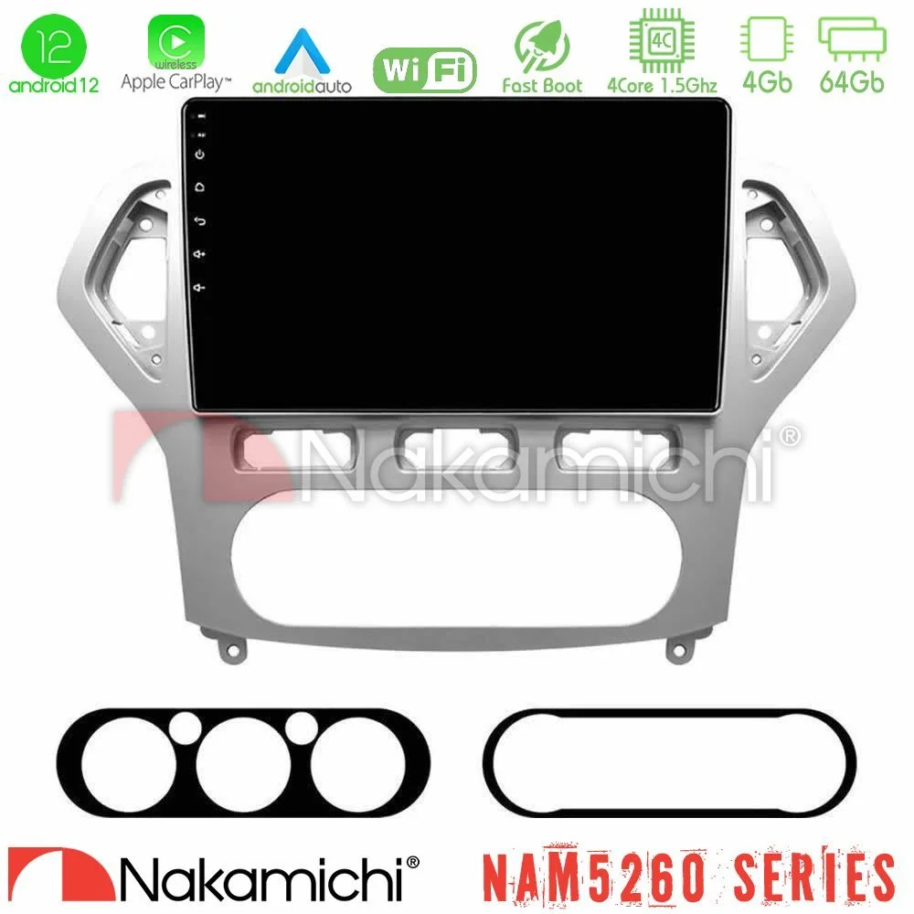 Φωτογραφία προϊόντος: Nakamichi NAM5260 Series 4Core Android12 4+64GB Ford Mondeo 2007-2010 AUTO A/C Navigation Multimedia Tablet 10 Με Carplay & Android Auto
