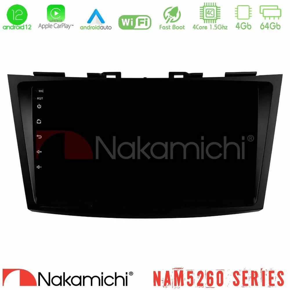 Φωτογραφία προϊόντος: Nakamichi NAM5260 Series 4Core Android12 4+64GB Suzuki Swift 2011-2016 Navigation Multimedia Tablet 9 Με Carplay & Android Auto