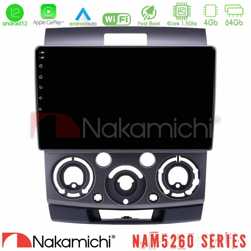 Φωτογραφία προϊόντος: Nakamichi NAM5260 Series 4Core Android12 4+64GB Ford Ranger/Mazda BT50 Navigation Multimedia Tablet 9 Με Carplay & Android Auto