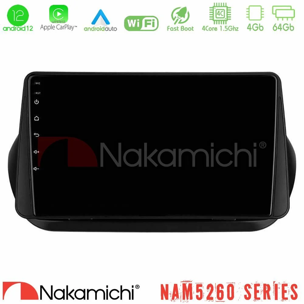 Φωτογραφία προϊόντος: Nakamichi NAM5260 Series 4Core Android12 4+64GB Fiat Fiorino/Citroen Nemo/Peugeot Bipper Navigation Multimedia Tablet 10 Με Carplay & Android Auto