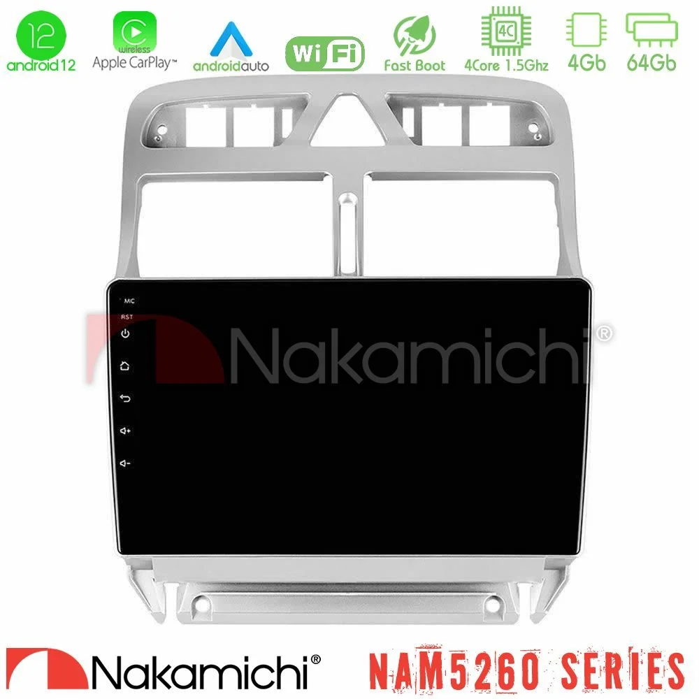 Φωτογραφία προϊόντος: Nakamichi NAM5260 Series 4Core Android12 4+64GB Peugeot 307 2002-2008 Navigation Multimedia Tablet 9 Με Carplay & Android Auto