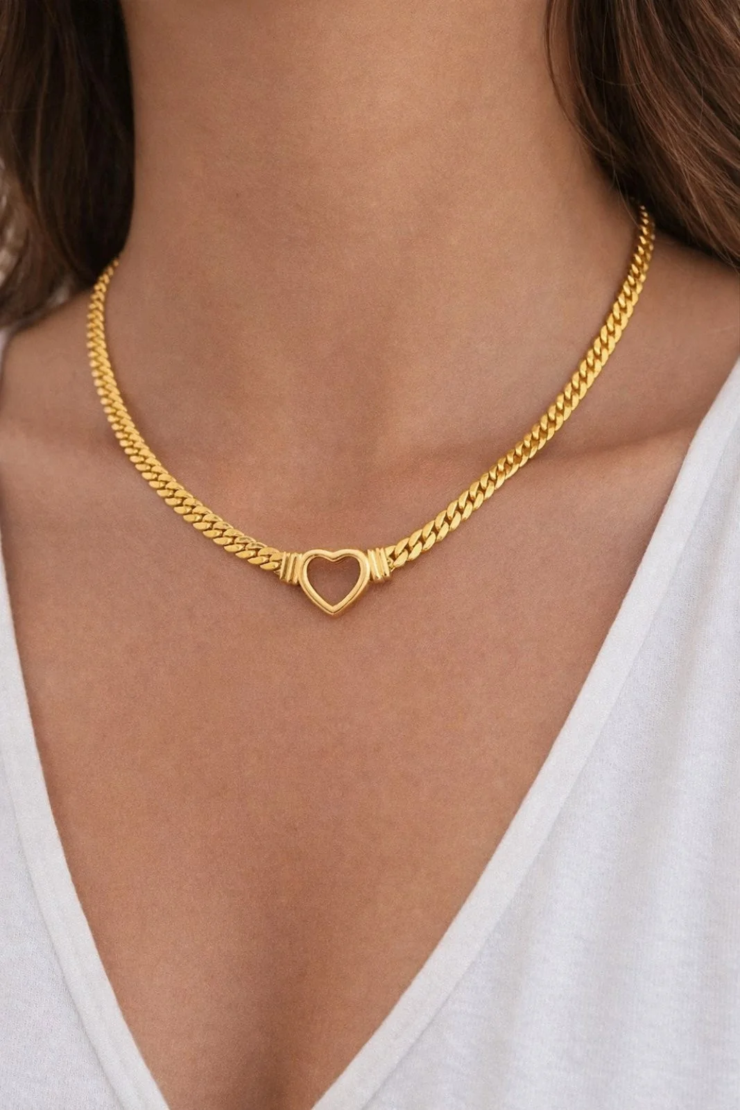 Φωτογραφία προϊόντος: ELUNA Cuban Heart Gold-Κολιέ Χρυσή Αλυσίδα με Καρδιά