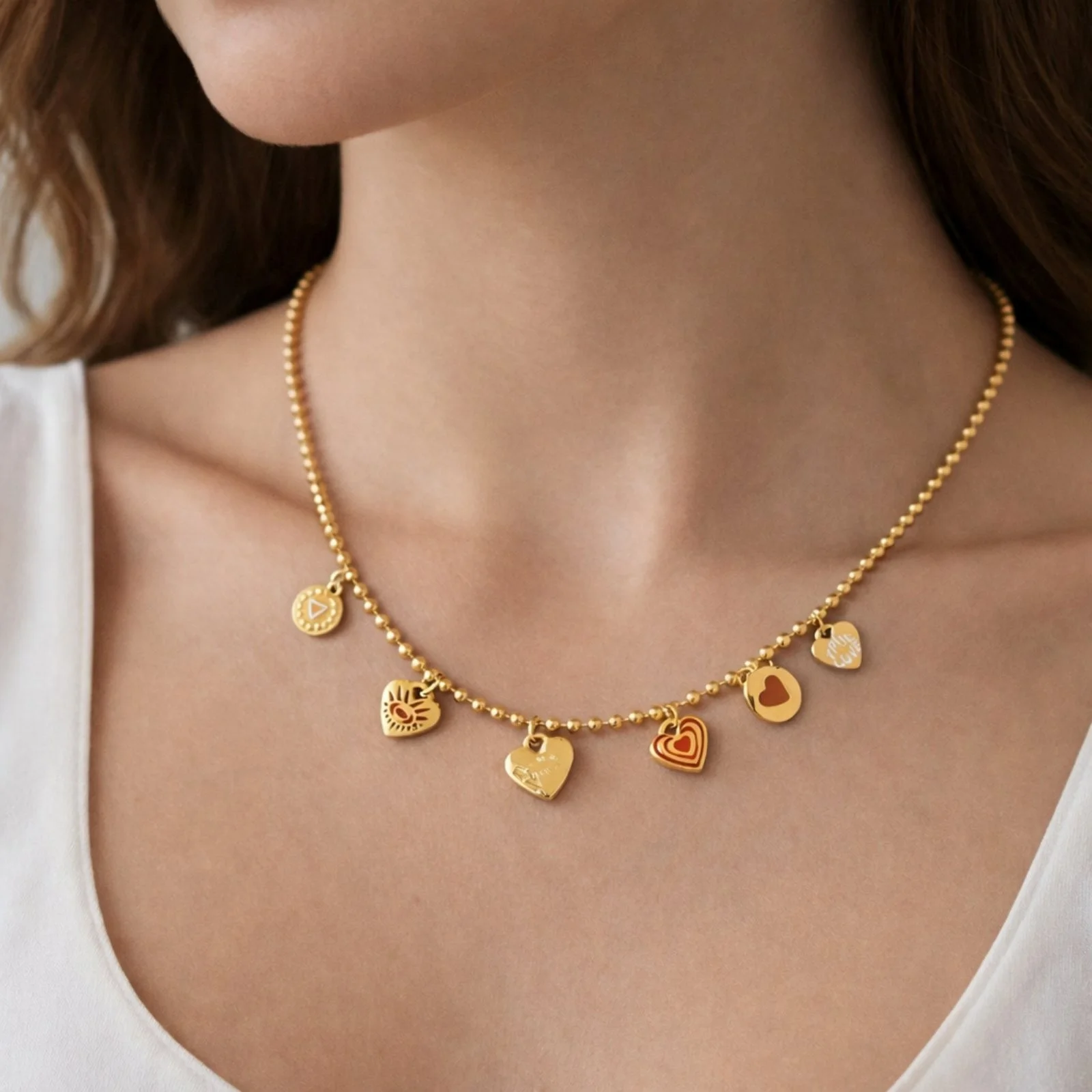 Φωτογραφία προϊόντος: ELUNA Loli Charm Necklace- Γυναικείο Κολιέ με Καρδιές Charms