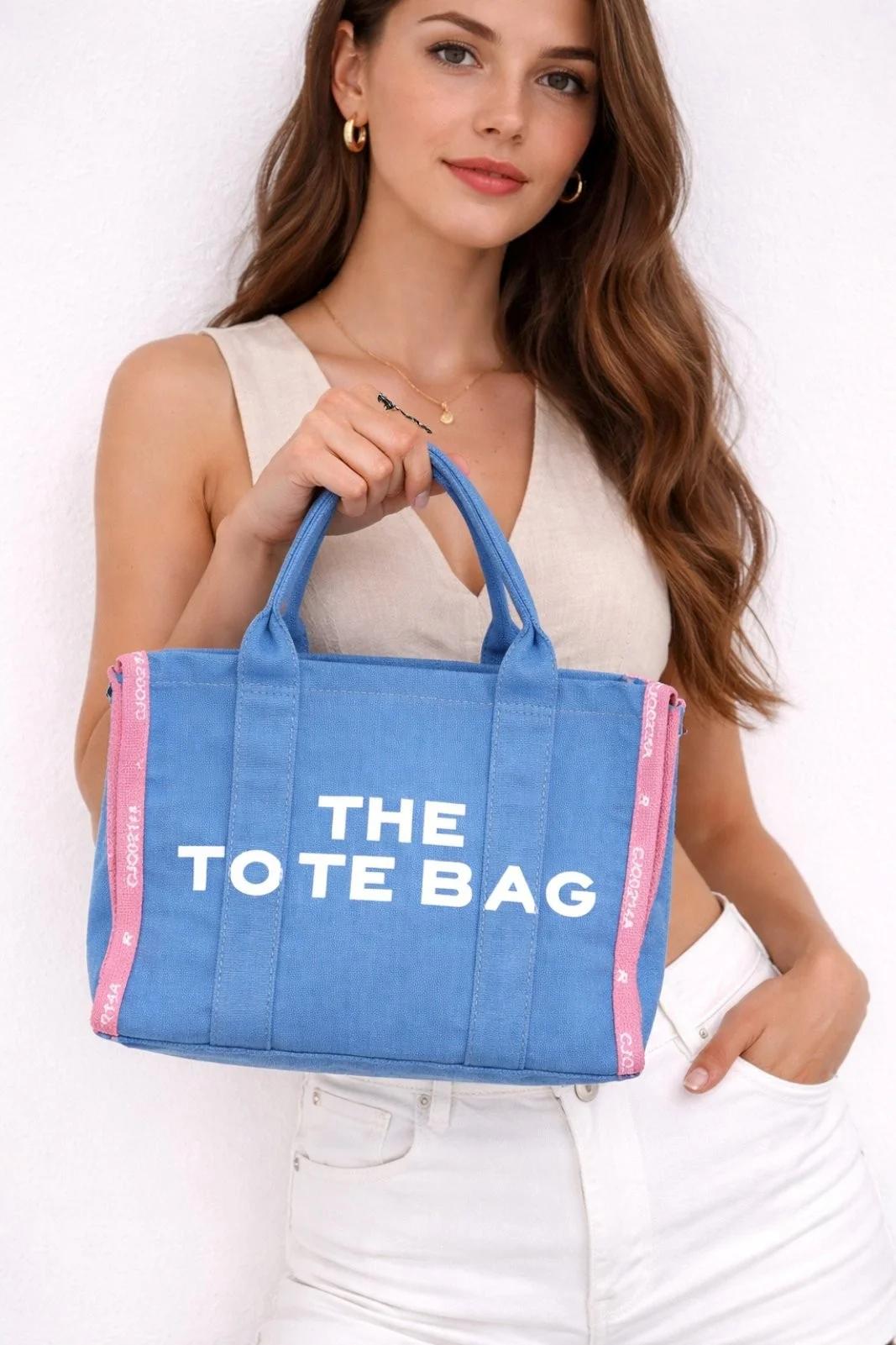 Φωτογραφία προϊόντος: ELUNA The Tote Bag Γαλάζια με Φούξια-Γυναικεία Τσάντα Χείρος