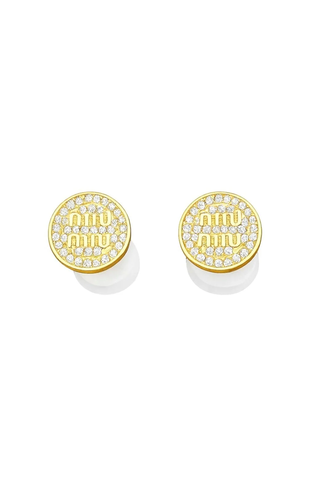 Φωτογραφία προϊόντος: ELUNA Miu-miu Earring Gold-Χρύσο Σκουλαρίκια Καρφωτά με Ζιργκόν & Logo Design