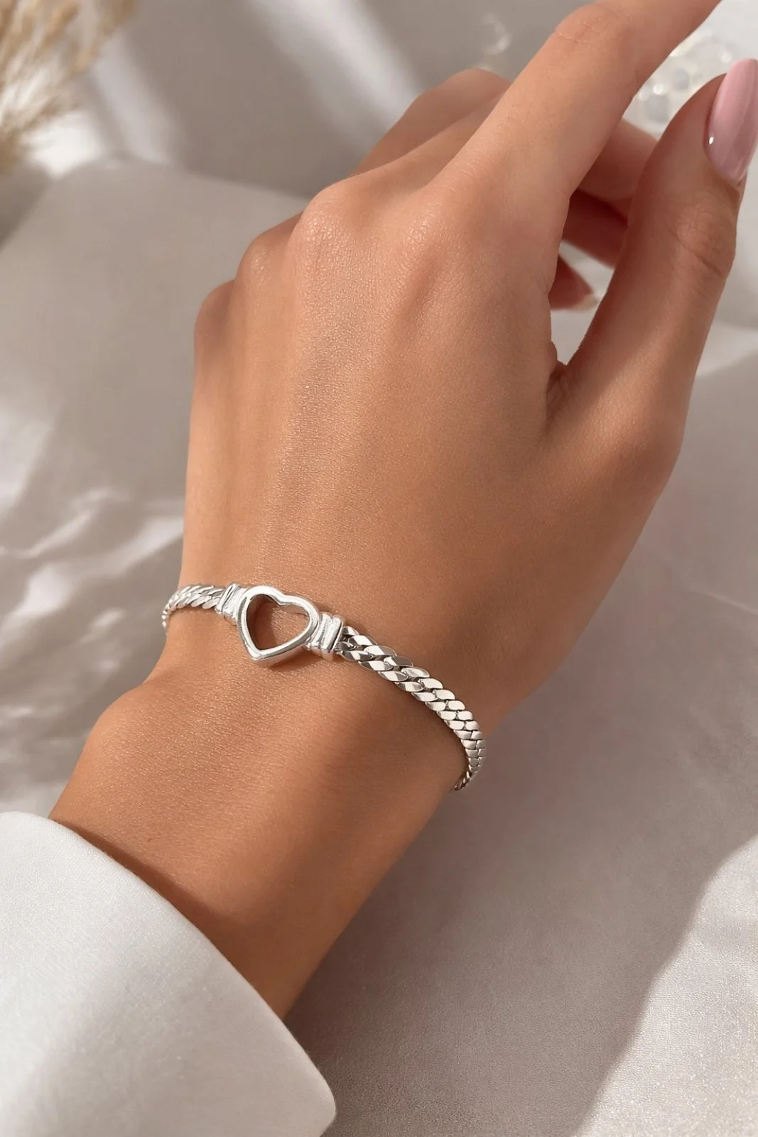 Φωτογραφία προϊόντος: ELUNA Heart Bracelet Silver-Ασημί Βραχιόλι Αλυσίδα με Καρδιά