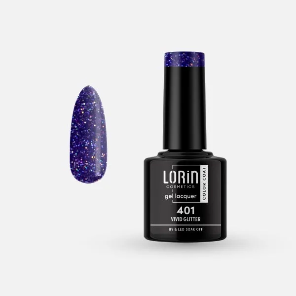 Φωτογραφία προϊόντος: Lorin Cosmetics Lorin Gel Lacquer Ημιμόνιμο Βερνίκι 8ml #401 (Vivid Glitter)