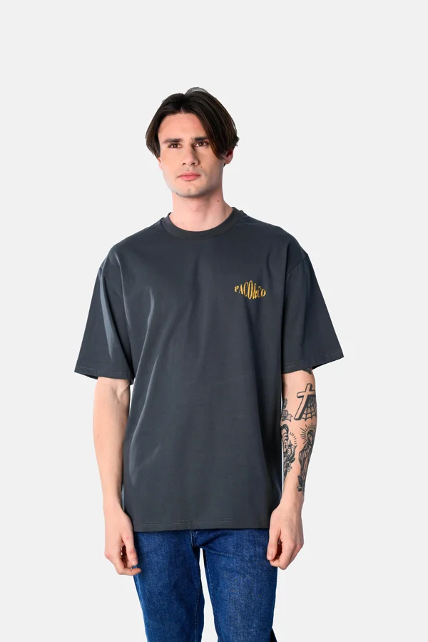 Φωτογραφία προϊόντος: Paco & Co Ανδρικό Oversized με τύπωμα πλάτη T-shirt 2531074-02 Ανθρακί