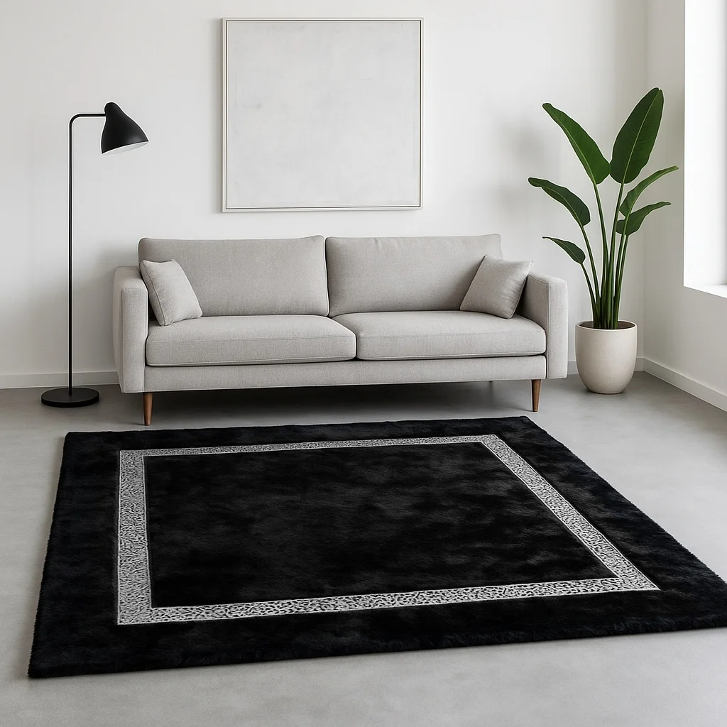 Φωτογραφία προϊόντος: Saray Home Γούνινο Χαλί Σετ Κρεβατοκάμαρας 3τμχ Rabbit Luxurius DSN01-BLCSLV-SET Μαύρο-ασημί 180X200280X150