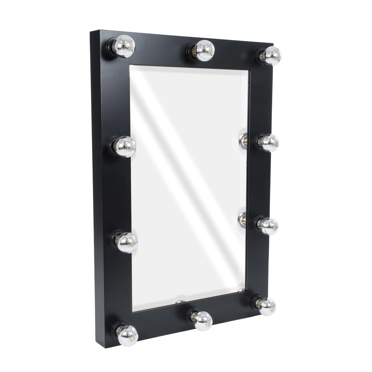 Φωτογραφία προϊόντος: GloboStar® MAKEUP MIRROR-60x90-5 Μοντέρνος Καθρέπτης Μακιγιάζ με Πλαίσιο Φυσικού Ξύλου με Διακόπτη On/Off 10 x E27 AC220-240V - Μ60 x Π7 x Υ90cm - Μαύρος Έβενος
