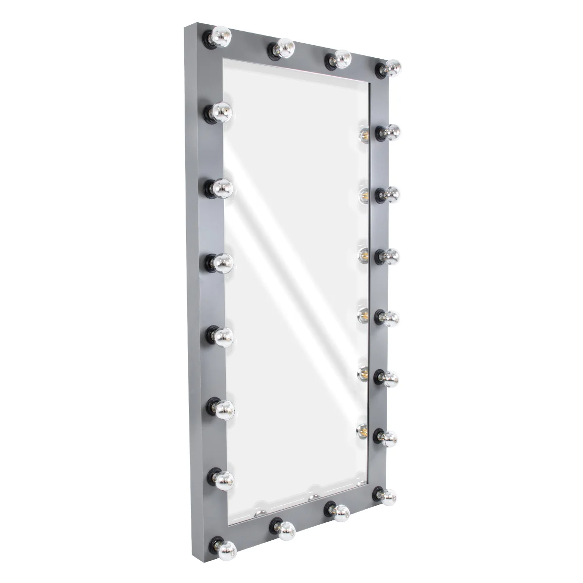 Φωτογραφία προϊόντος: GloboStar® MAKEUP MIRROR-160x80-6 Μοντέρνος Καθρέπτης Μακιγιάζ με Πλαίσιο Φυσικού Ξύλου με Διακόπτη On/Off 20 x E27 AC220-240V - Μ80 x Π7 x Υ160cm - Γκρι Ανθρακί