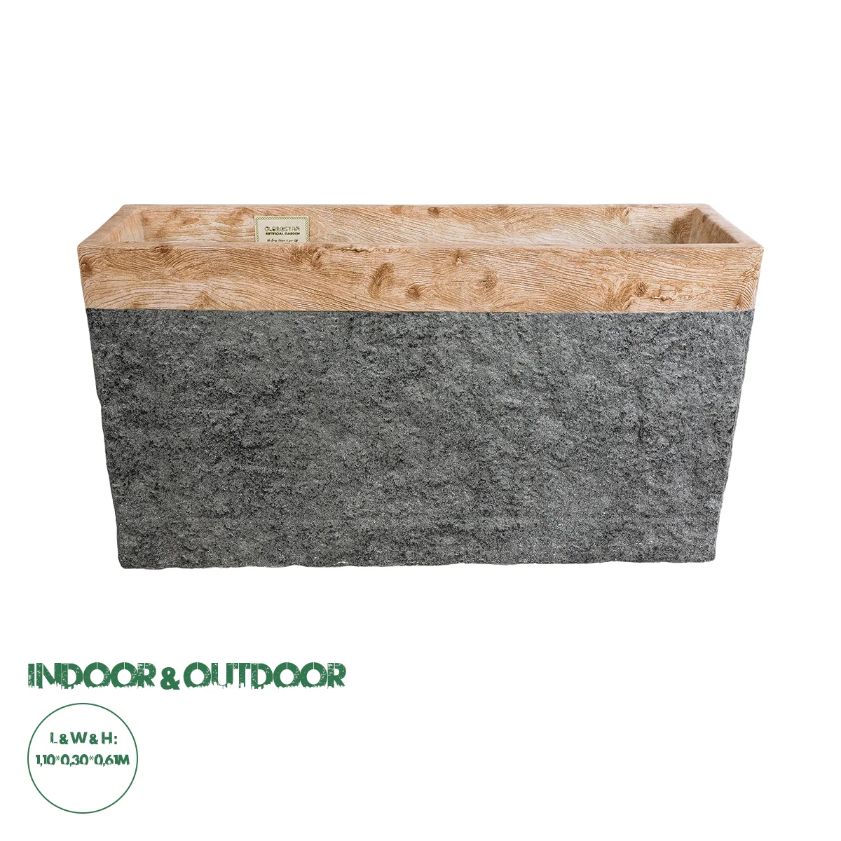 Φωτογραφία προϊόντος: GloboStar® Artificial Garden TOSCANE 20749 Επιδαπέδιο Πολυεστερικό Τσιμεντένιο Κασπώ Γλάστρα - Flower Pot Γκρι με Καφέ Μ110 x Π30 x Υ61cm