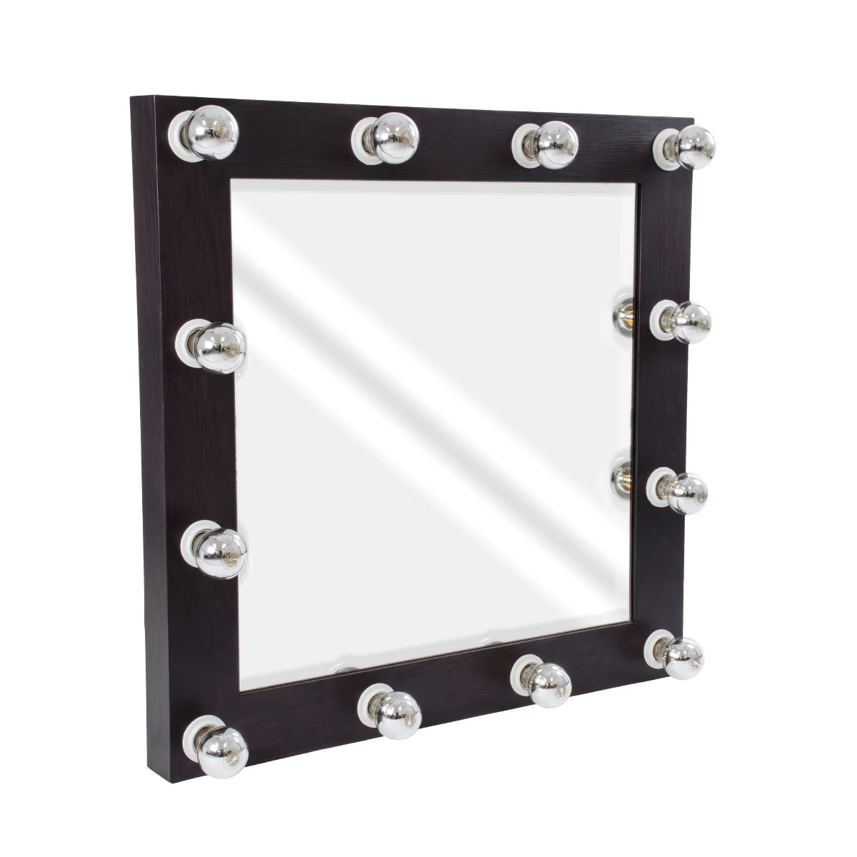 Φωτογραφία προϊόντος: GloboStar® MAKEUP MIRROR-80x80-2 Μοντέρνος Καθρέπτης Μακιγιάζ με Πλαίσιο Φυσικού Ξύλου με Διακόπτη On/Off 12 x E27 AC220-240V - Μ80 x Π7 x Υ80cm - Καφέ Wenge