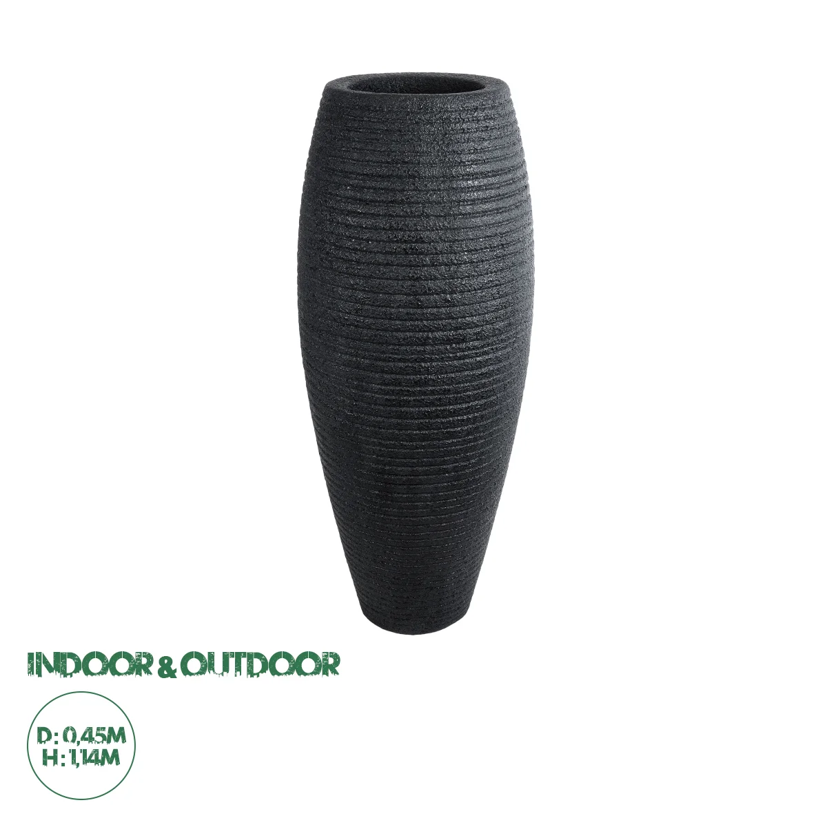 Φωτογραφία προϊόντος: GloboStar® Artificial Garden NASHVILLE 20714 Επιδαπέδιο Πολυεστερικό Τσιμεντένιο Κασπώ Γλάστρα - Flower Pot Μαύρο Φ45 x Υ114cm