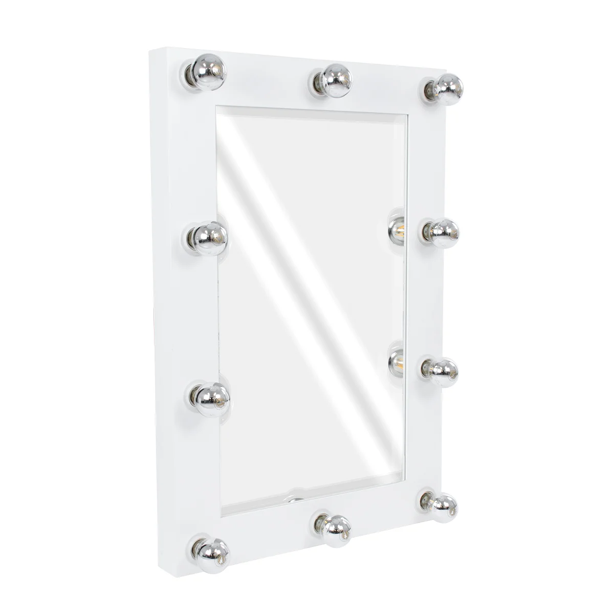 Φωτογραφία προϊόντος: GloboStar® MAKEUP MIRROR-60x90-4 Μοντέρνος Καθρέπτης Μακιγιάζ με Πλαίσιο Φυσικού Ξύλου με Διακόπτη On/Off 10 x E27 AC220-240V - Μ60 x Π7 x Υ90cm - Λευκή Λάκα