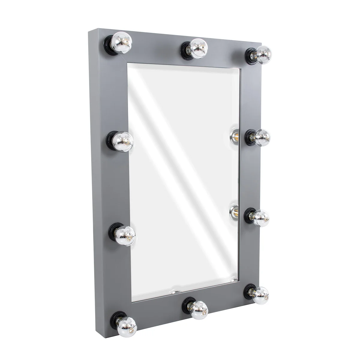 Φωτογραφία προϊόντος: GloboStar® MAKEUP MIRROR-60x90-6 Μοντέρνος Καθρέπτης Μακιγιάζ με Πλαίσιο Φυσικού Ξύλου με Διακόπτη On/Off 10 x E27 AC220-240V - Μ60 x Π7 x Υ90cm - Γκρι Ανθρακί