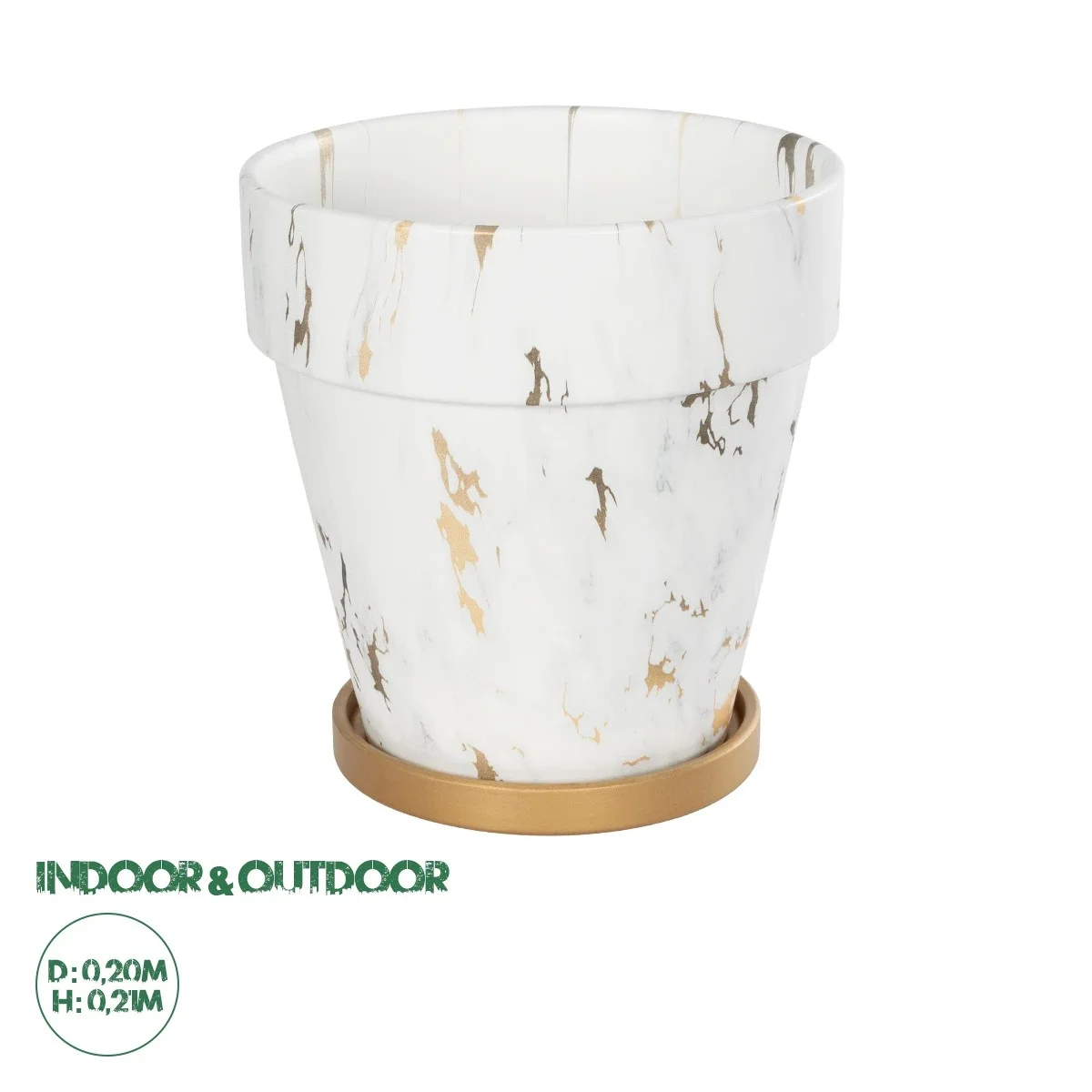 Φωτογραφία προϊόντος: GloboStar® Artificial Garden DENPASAR 20526 Διακοσμητική Κεραμική Γλάστρα Λευκή με Χρυσό Μ20 x Π20 x Υ21 cm