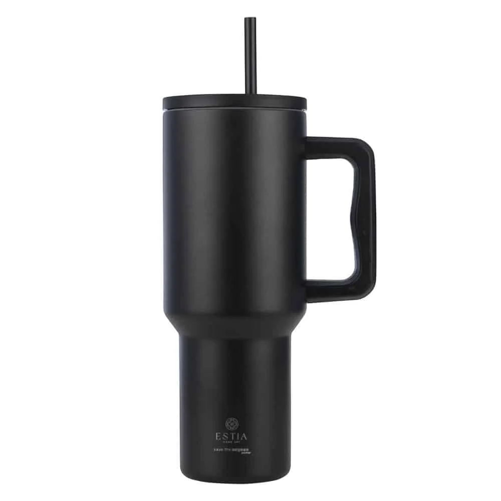 Φωτογραφία προϊόντος: ESTIA HOME ART 01-32180 ΘΕΡΜΟΣ STRAW TUMBLER XL SAVE THE AEGEAN 1200ml MIDNIGHT BLACK