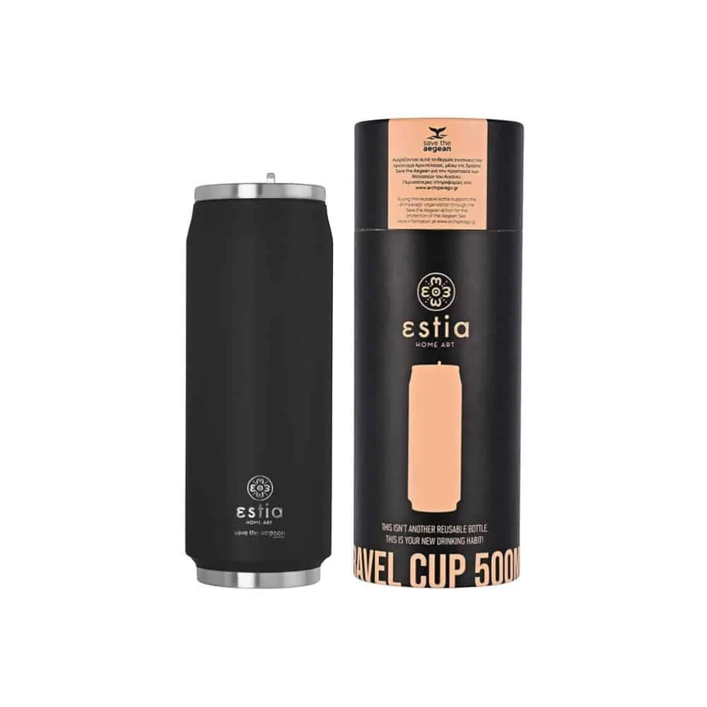 Φωτογραφία προϊόντος: ESTIA HOME ART 01-7843 ΘΕΡΜΟΣ TRAVEL CUP SAVE THE AEGEAN 500ml MIDNIGHT BLACK