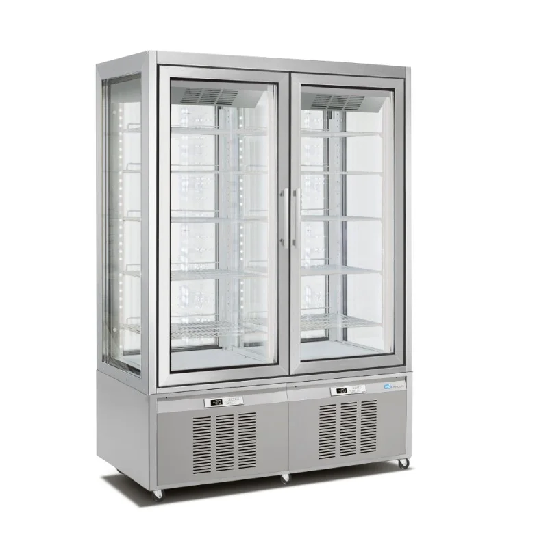 Φωτογραφία προϊόντος: Metalfrio Longoni 7703VNP Classica Βιτρίνα Συντήρησης-Κατάψυξης Πανοραμική με ανοιγόμενες πόρτες 840lt με 10 ρυθμιζόμενα ράφια 132x65x190 cm 65.50.002.0001