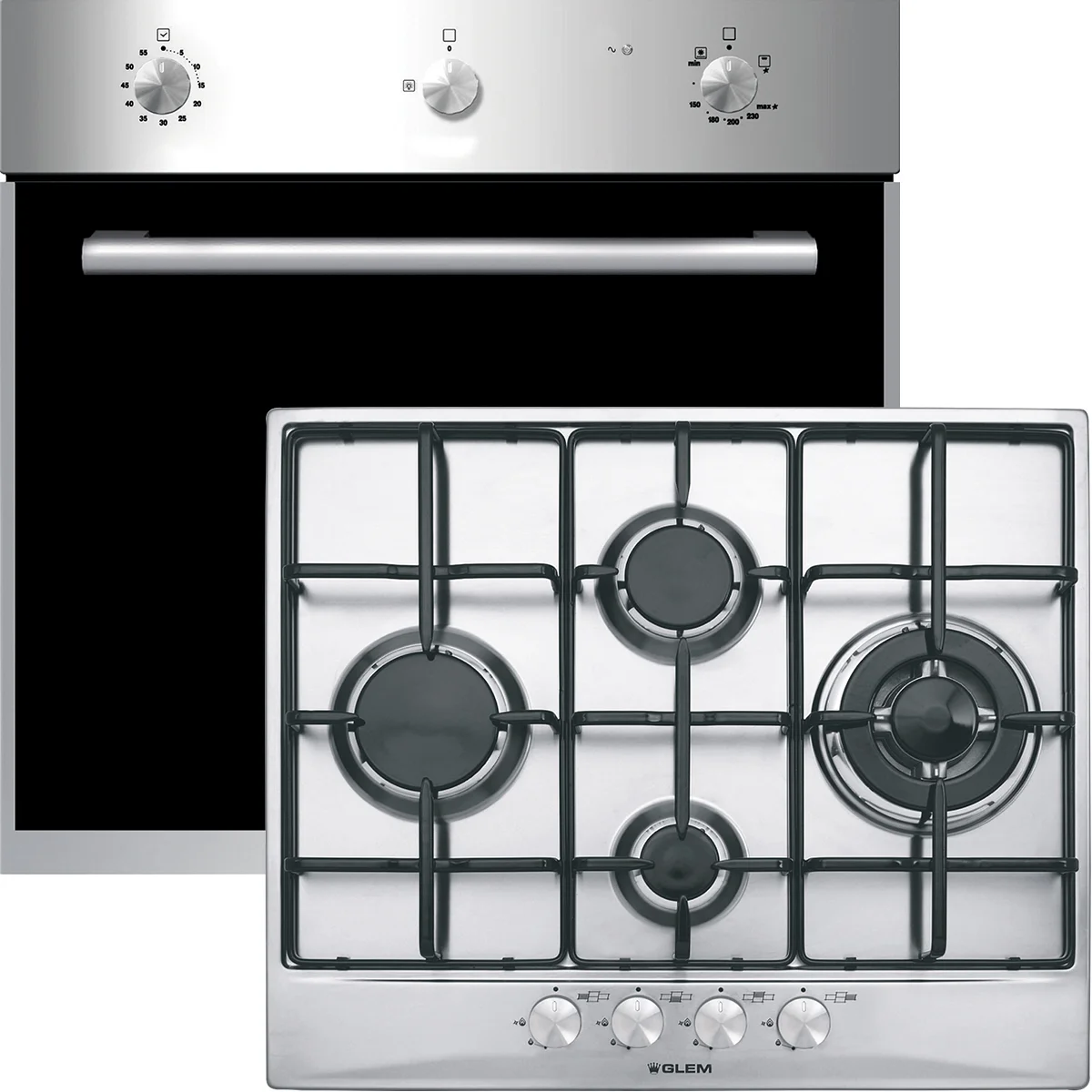 Φωτογραφία προϊόντος: Glem Gas GLEM GFPW21 IX + GT645IX GPL Φούρνος Υγραερίου άνω Πάγκου 60lt με Εστίες Υγραερίου Inox