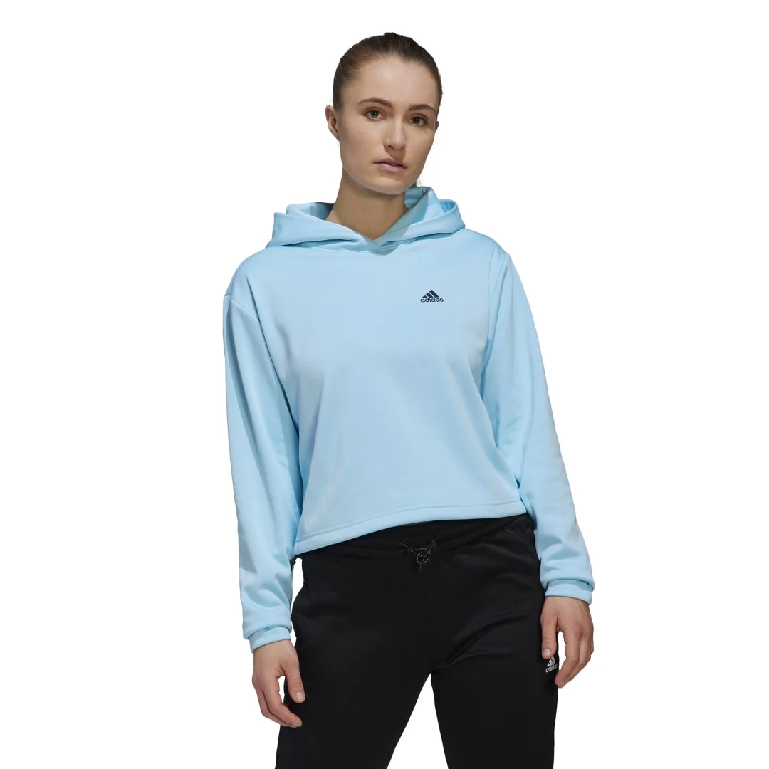 Φωτογραφία προϊόντος: Adidas Aeroready Cropped Γυναικείο Φούτερ με Κουκούλα HI4985 Γαλάζιο ΓΑΛΑΖΙΟ