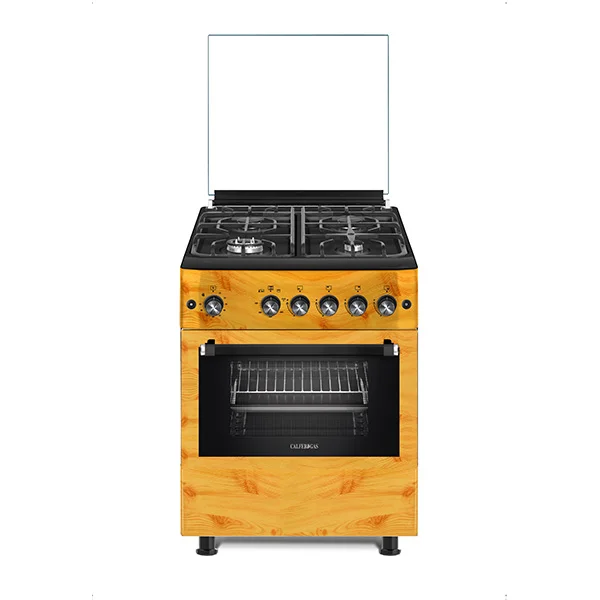 Φωτογραφία προϊόντος: Calfer Gas F6TX40GF-B WOOD Κουζίνα Αερίου με 5 Λειτουργίες Φούρνου Εστίες με μαντεμένιες σχάρες και γυάλινο καπάκι 11.5kW