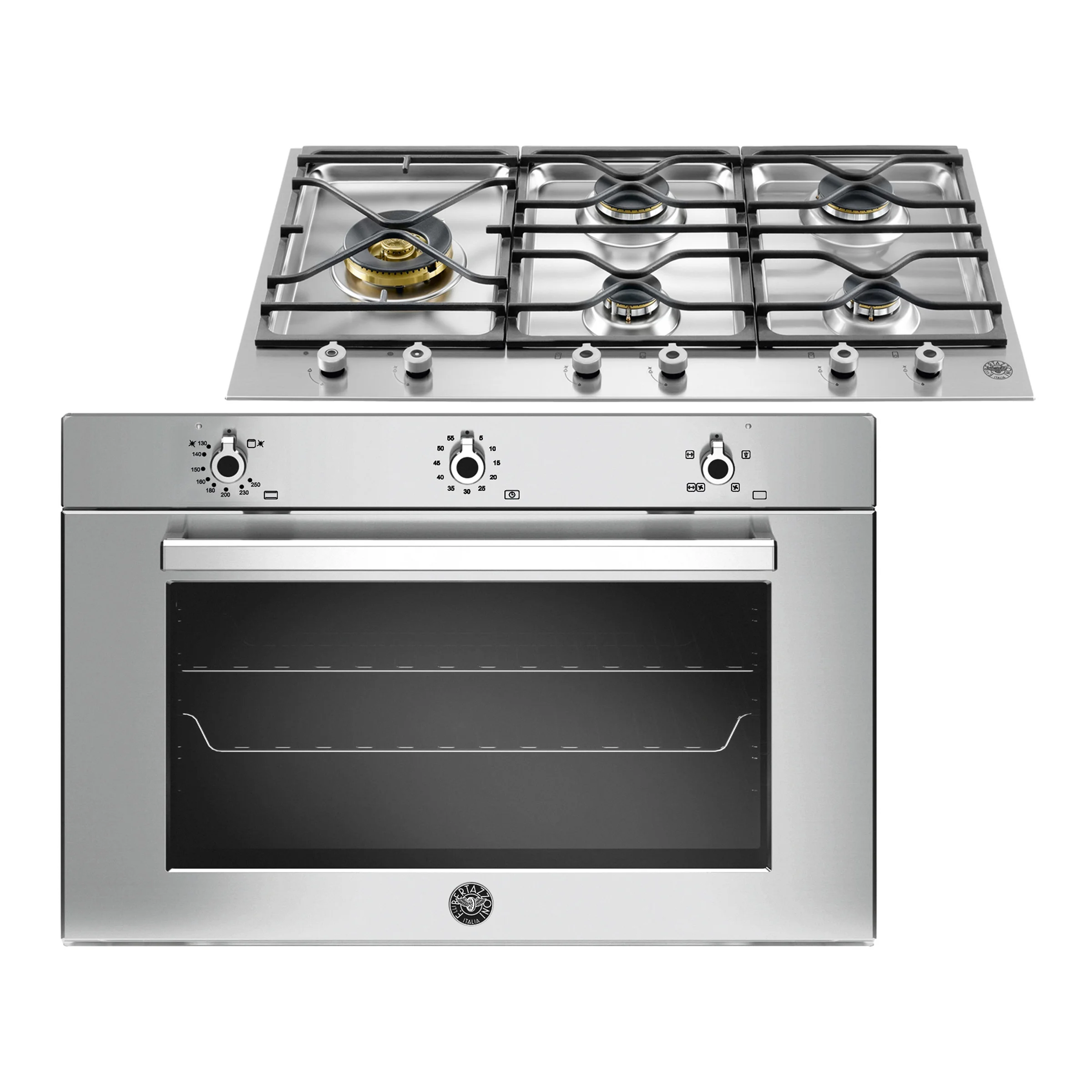 Φωτογραφία προϊόντος: La Germania Bertazzoni Σετ 51 F90 5 PRO G K X + PM36 5 S0 X Φούρνος Αερίου 90cm 88lt + Εστίες Αερίου 5 Καυστήρων 14,50kW