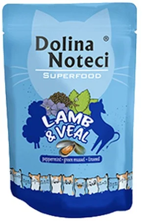 Φωτογραφία προϊόντος: Dolina Noteci super food πλήρες φαγητό για ενήλικες γάτες όλων των φυλών με αρνί & μοσχάρι DOLINA (2038315)