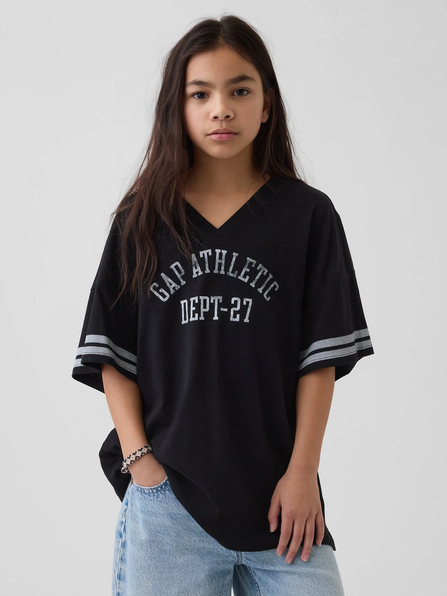 Φωτογραφία προϊόντος: Παιδική Μπλούζα Oversized Γραμμής με Gap Athletic Λογότυπο. BLACK 1