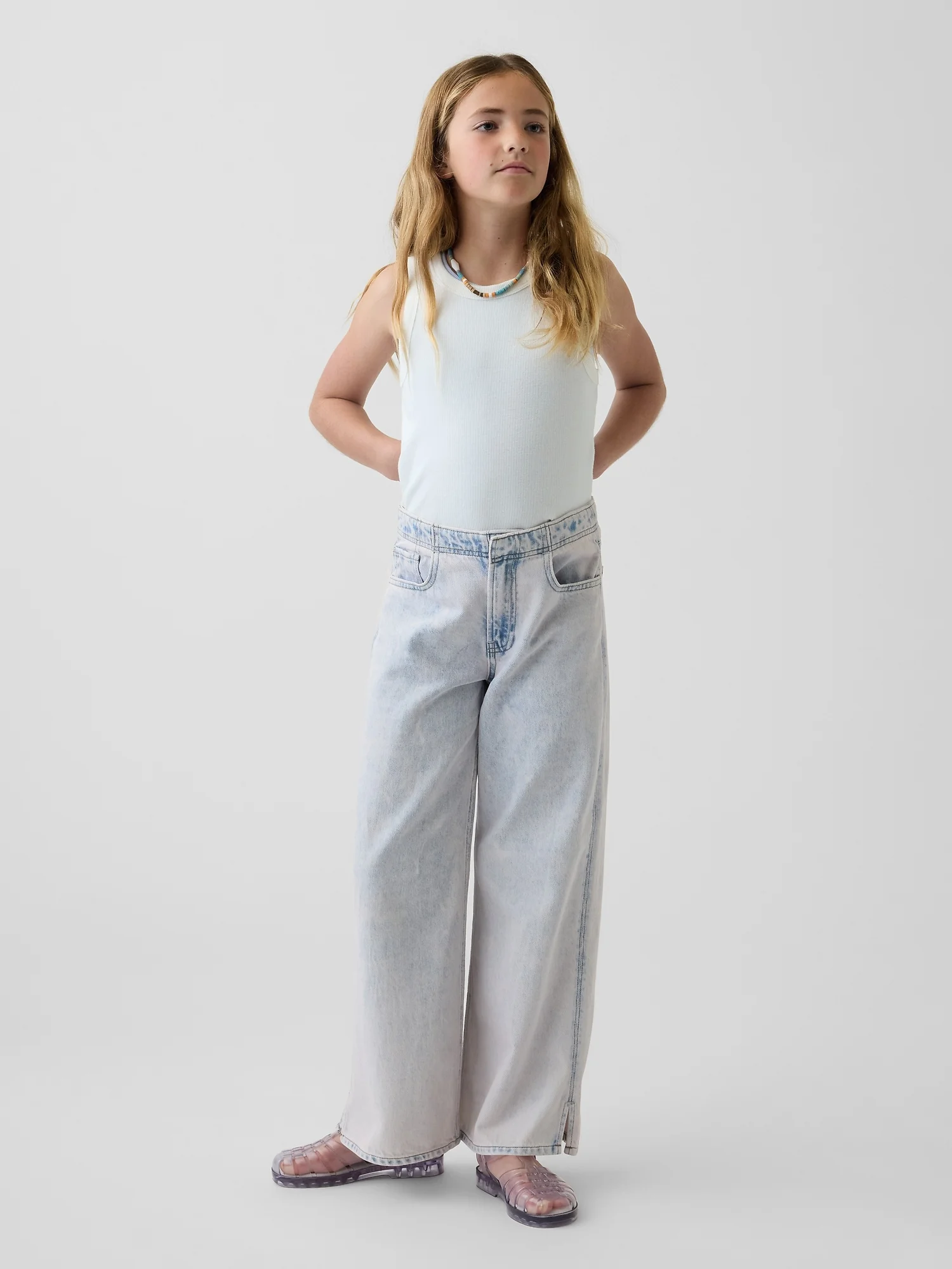 Φωτογραφία προϊόντος: GAP Παιδικό Παντελόνι Low Rise Stride Wide-Leg Τζιν Pink acid
