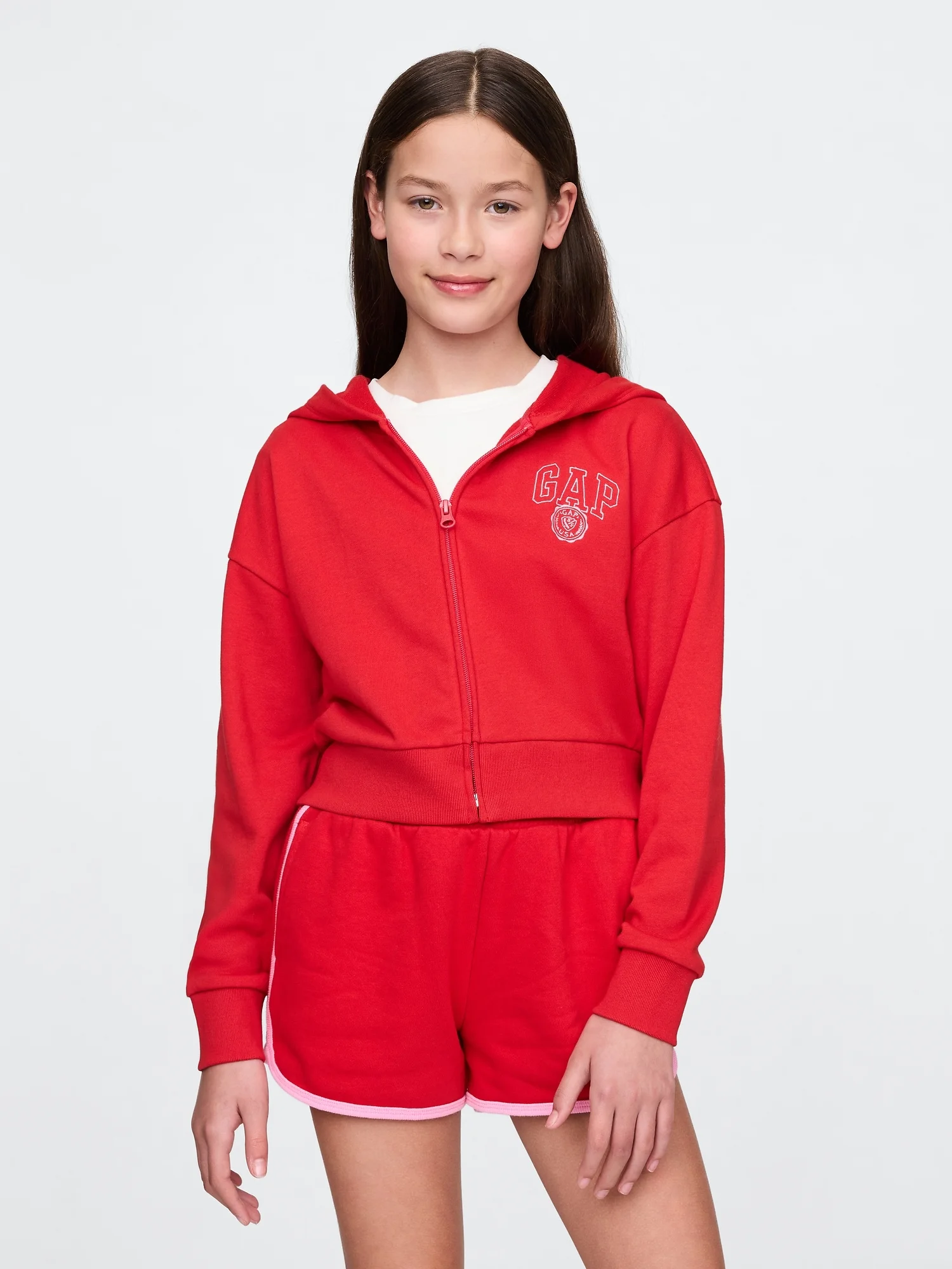 Φωτογραφία προϊόντος: GAP Παιδικό Vintage Soft Cropped Logo Zip Φούτερ Ζακέτα Tomato sauce