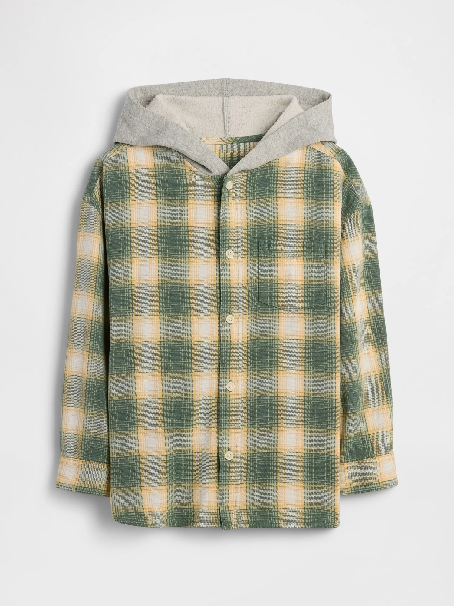 Φωτογραφία προϊόντος: GAP Παιδικό Relaxed Hooded Φανελένιο Πουκάμισο LAUREL WREATH GRN 17-6