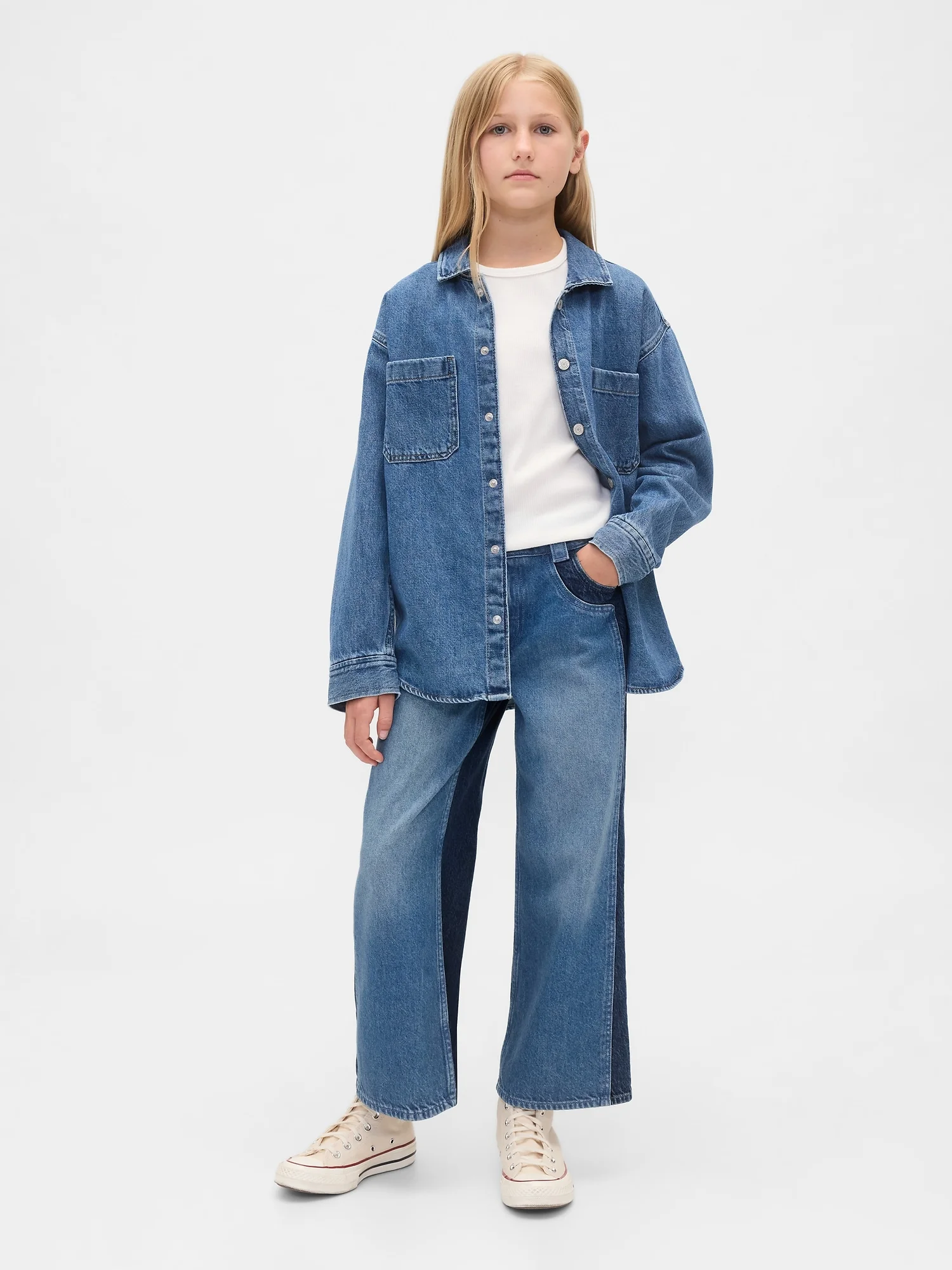 Φωτογραφία προϊόντος: GAP Παιδικό High Rise Stride Wide-Leg Ankle Τζιν Παντελόνι Panel denim
