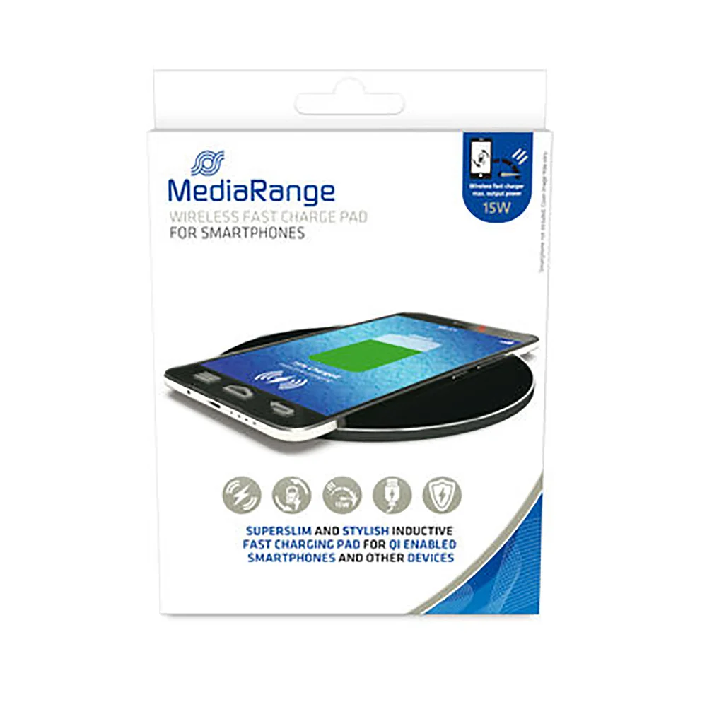 Φωτογραφία προϊόντος: MediaRange 15W Wireless fast charge pad for smartphones, Black (MRMA118)