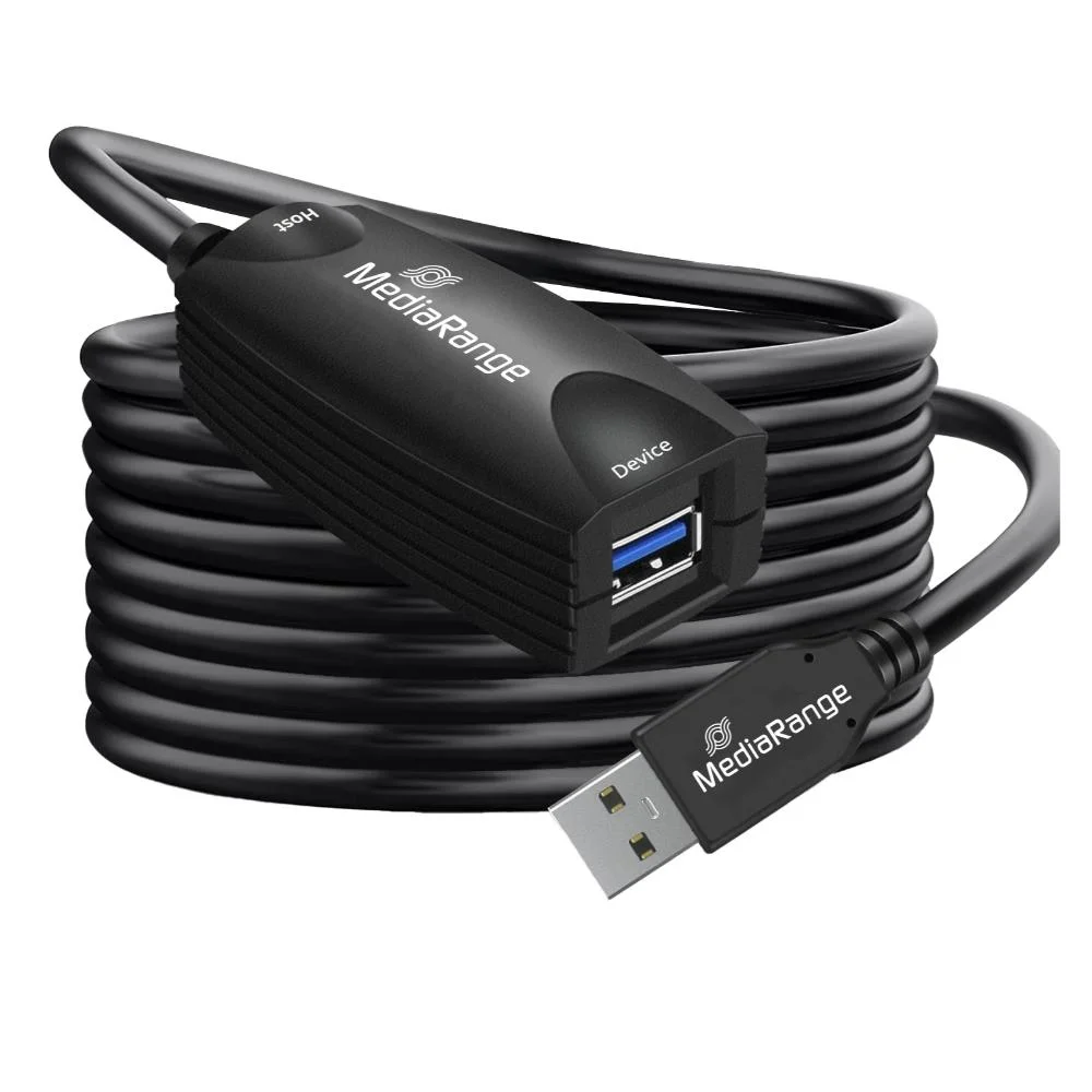 Φωτογραφία προϊόντος: MediaRange Active USB Extension Cable, USB-A Plug to USB-A Socket, 1x Repeater, USB 3.0, 5 Gbps Data Transfer Rate, 5m, Black (MRCS242)