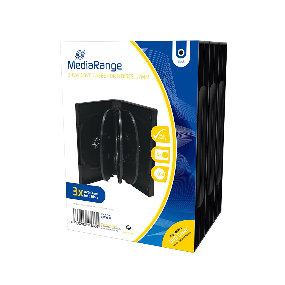 Φωτογραφία προϊόντος: MediaRange DVD Case for 8 discs 27mm Black Pack 3 (MRBOX35-8)