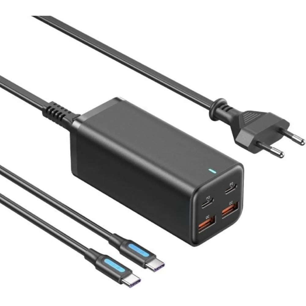 Φωτογραφία προϊόντος: VENTION 4-Port USB (C + C + A + A) GaN Charger (100W/100W/18W/18W) EU-Plug Black (FBSBG-EU) (VENFBSBG-EU)