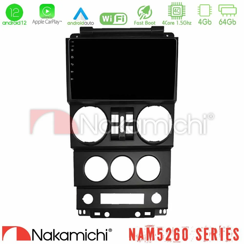 Φωτογραφία προϊόντος: Nakamichi NAM5260 Series 4Core Android12 4+64GB Jeep Wrangler 2008-2010 Navigation Multimedia Tablet 9 Με Carplay & Android Auto