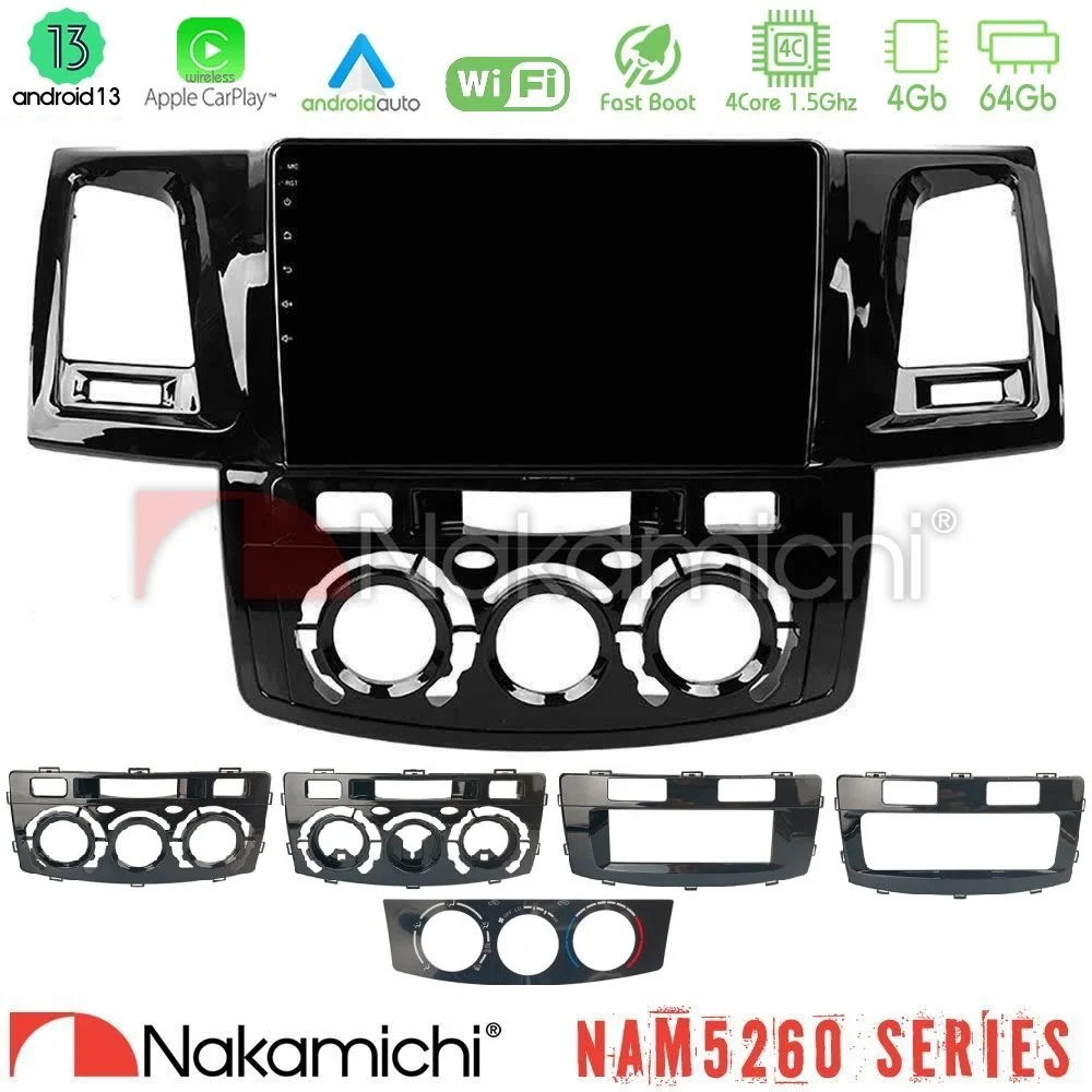 Φωτογραφία προϊόντος: Nakamichi NAM5260 Series 4Core Android13 4+64GB Toyota Hilux 2007-2016 Navigation Multimedia Tablet 9 Με Carplay & Android Auto