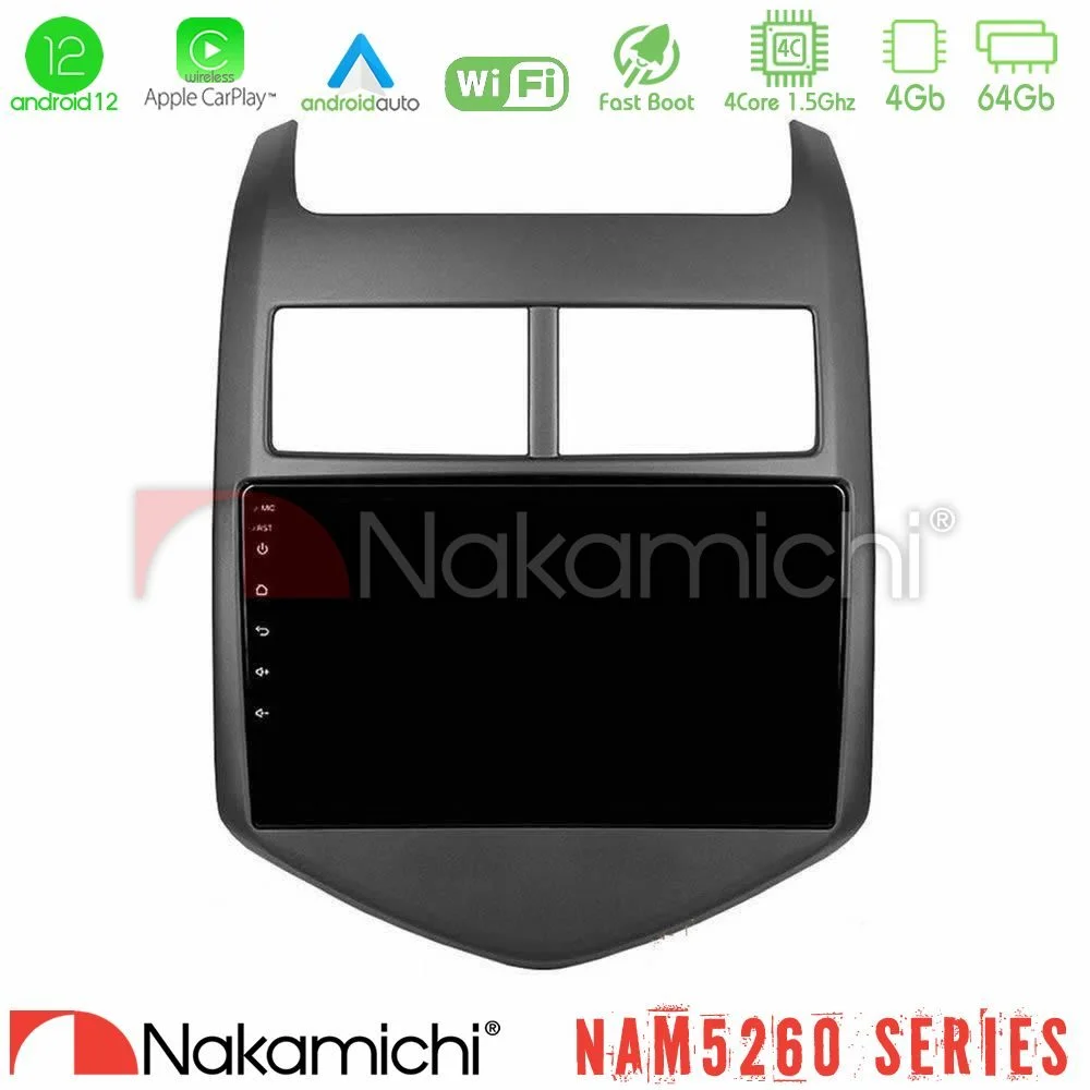 Φωτογραφία προϊόντος: Nakamichi NAM5260 Series 4Core Android12 4+64GB Chevrolet Aveo 2011-2017 Navigation Multimedia Tablet 9 Με Carplay & Android Auto