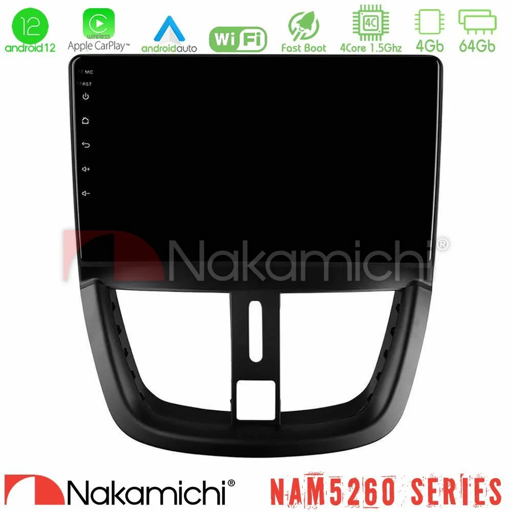 Φωτογραφία προϊόντος: Nakamichi NAM5260 Series 4Core Android12 4+64GB Peugeot 207 Navigation Multimedia Tablet 9 Με Carplay & Android Auto