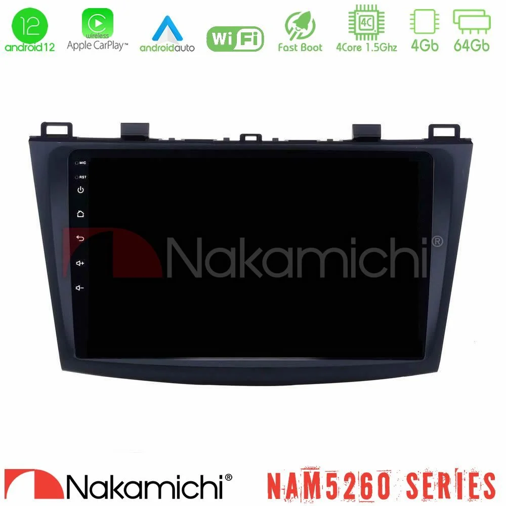 Φωτογραφία προϊόντος: Nakamichi NAM5260 Series 4Core Android12 4+64GB Mazda 3 2009-2014 Navigation Multimedia Tablet 9 Με Carplay & Android Auto