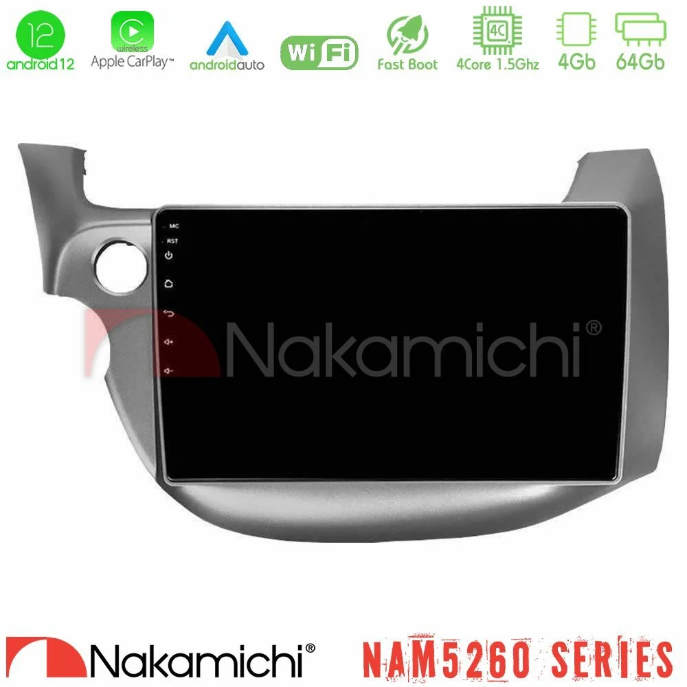 Φωτογραφία προϊόντος: Nakamichi NAM5260 Series 4Core Android12 4+64GB Honda Jazz 2009-2013 Navigation Multimedia Tablet 10 Με Carplay & Android Auto