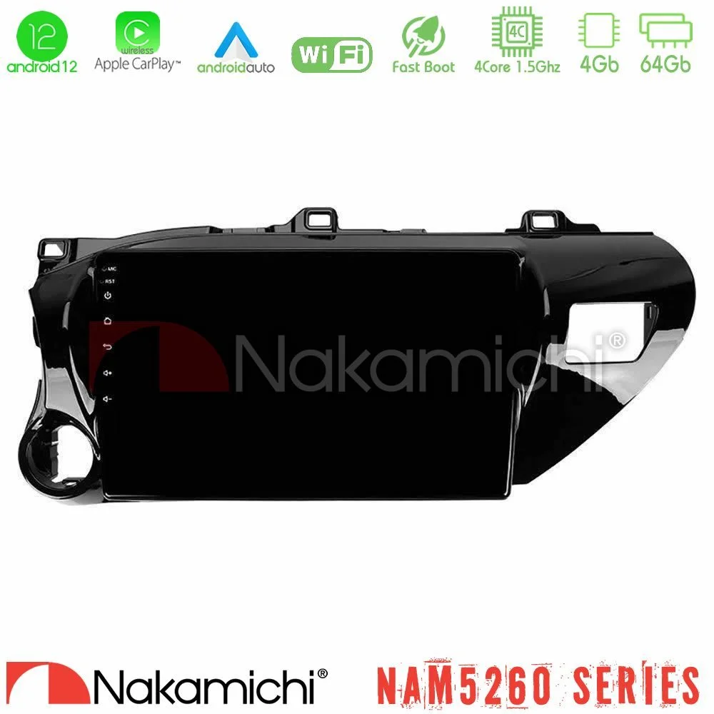Φωτογραφία προϊόντος: Nakamichi NAM5260 Series 4Core Android12 4+64GB Toyota Hilux 2017-2021 Navigation Multimedia Tablet 10 Με Carplay & Android Auto