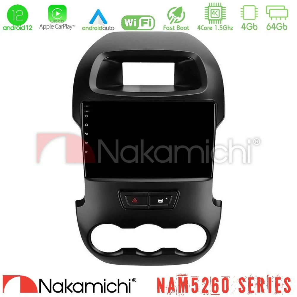 Φωτογραφία προϊόντος: Nakamichi NAM5260 Series 4Core Android12 4+64GB Ford Ranger 2012-2016 Navigation Multimedia Tablet 9 Με Carplay & Android Auto