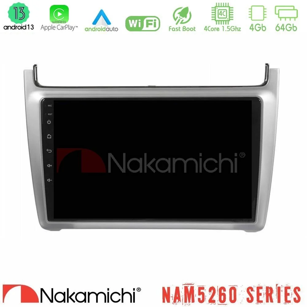 Φωτογραφία προϊόντος: Nakamichi NAM5260 Series 4Core Android13 4+64GB Vw Polo 2014-2017 Navigation Multimedia Tablet 9 Με Carplay & Android Auto (Silver)
